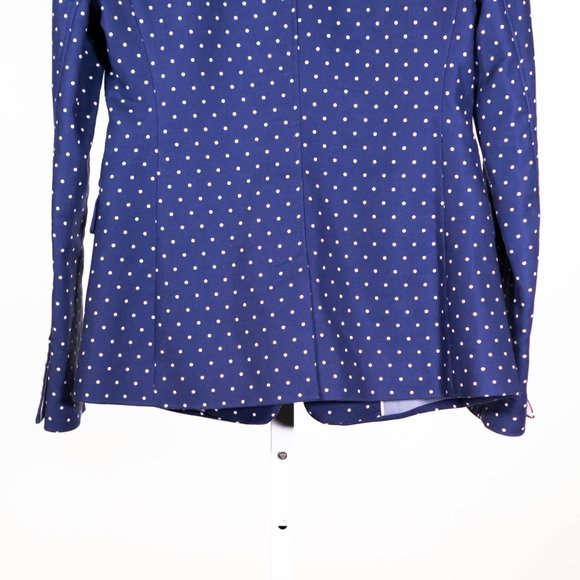 Banana Republic Blazer Jacket Blue White Polka Dot Two Button Work Suit Size 4 - Picture 8 of 8